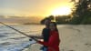 Shoreline Fishing Oahu Sunset