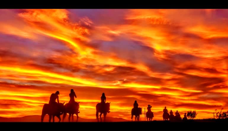 Wild West Horseback Riding Las Vegas Sun Setting