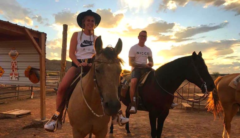 Wild West Horseback Riding Las Vegas Sunset Couple