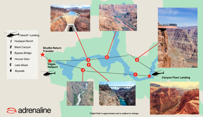 Grand Canyon Helicopter Flight Map