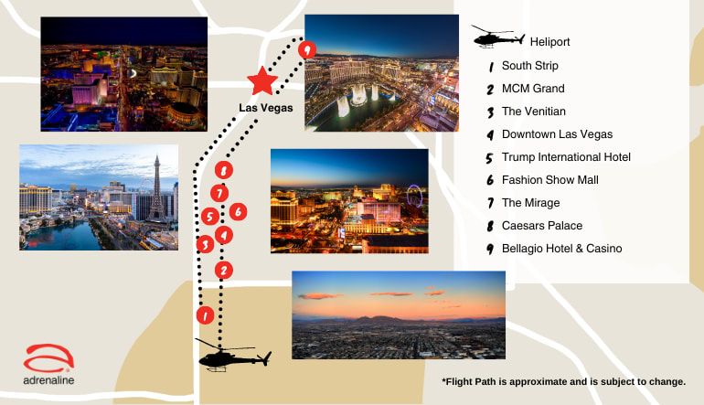 Las Vegas helicopter tour city lights night flights VIP strip ride map