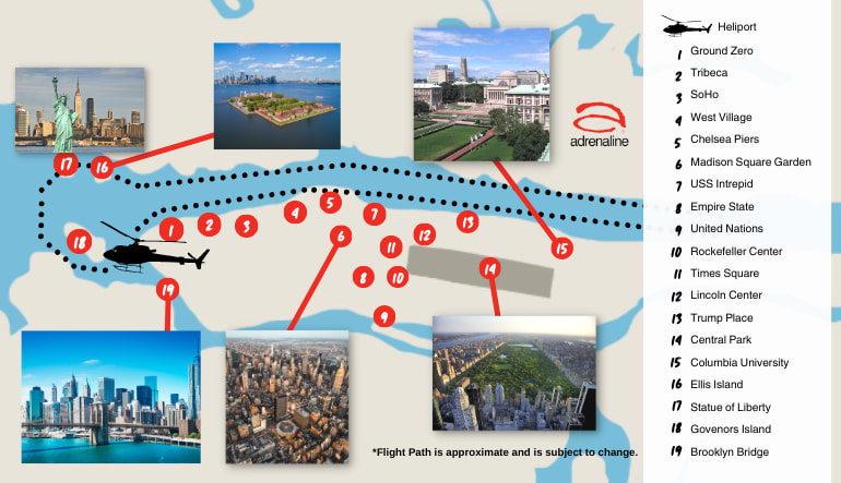 helicopter tour nyc flight map